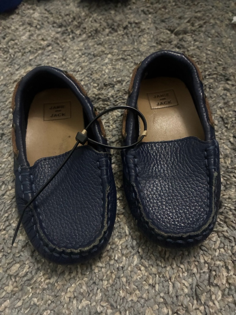 Janie and Jack Kids Navy Leather Moccasins